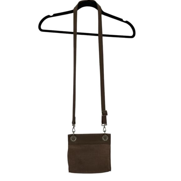 Hammitt Tony Small Taupe Embossed Suede Crossbody Handbag Adjustable Strap - Picture 8 of 14
